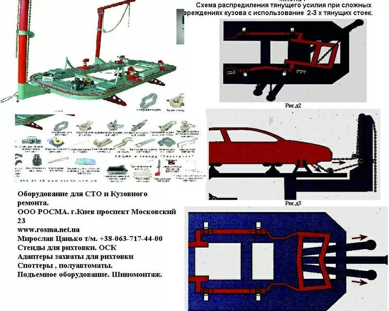 Росма Гидравлическая стойка  12 т С набором спец оснастки (НП.4). 7