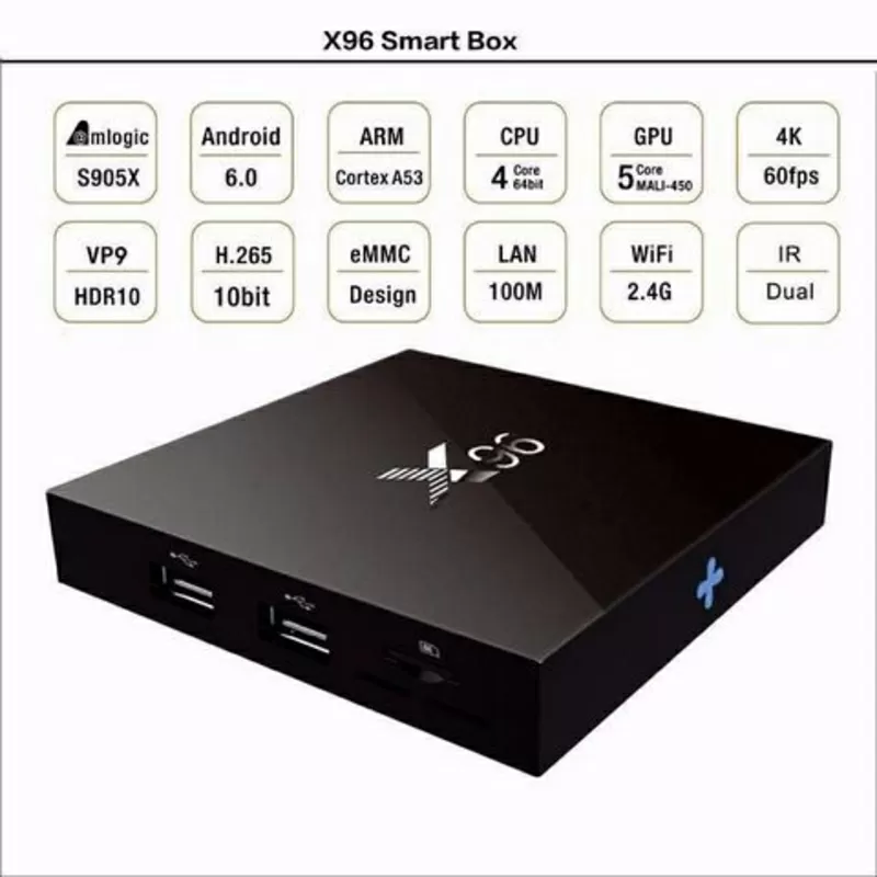 Приставка Смарт ТВ. X96 TV Box 2/16 GB,  Android 6. Гарантия! 2